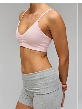 Light Pink Ruched V-Neck Bralette - Soft Support